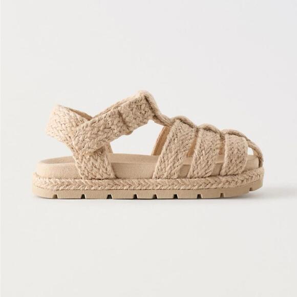 Zara Toddler Jute Fisherman Sandals Size 23 EU 7 US | Neutral Summer Shoes - Picture 3 of 8